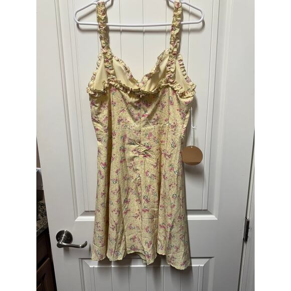 NWT Feel In California yellow floral babydoll sundress ruffle trim  Size Large - Picture 6 of 6